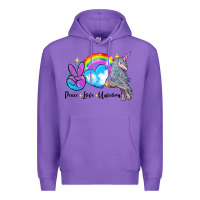 Purple peace love unicorn Premium Hoodie - LillyAllenDesigns