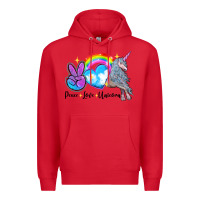 Red peace love unicorn Premium Hoodie - LillyAllenDesigns