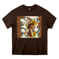 Chocolate Brown horses with sunflowers Heavy Core Tee - TumblerDesignByShophia