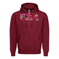 Burgundy floral love and kiss Zipper Hoodie - AdoDesignShop