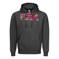 Charcoal Heather floral love and kiss Zipper Hoodie - AdoDesignShop