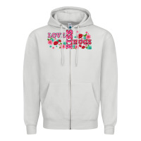 Dove Grey floral love and kiss Zipper Hoodie - AdoDesignShop