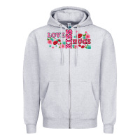 Heather Grey floral love and kiss Zipper Hoodie - AdoDesignShop