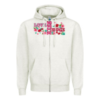 Oatmeal Heather floral love and kiss Zipper Hoodie - AdoDesignShop