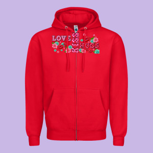 Floral Love And Kiss Zipper Hoodie Designed By Adodesignshop