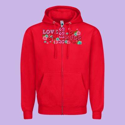 Floral Love And Kiss Zipper Hoodie Designed By Adodesignshop