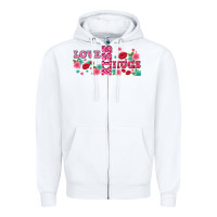 White floral love and kiss Zipper Hoodie - AdoDesignShop