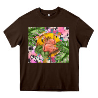 Chocolate Brown flamingo with leopard Heavy Core Tee - TumblerDesignByShophia