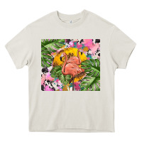 Cream flamingo with leopard Heavy Core Tee - TumblerDesignByShophia