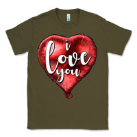 Army Green I love you heart balloon Valentine's Day Classic Tee - HowdyJamesFarm
