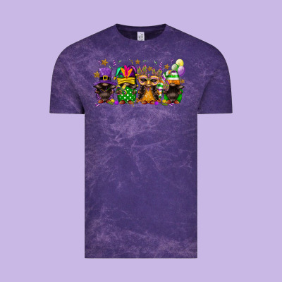 Mardi Gras Afro Gnomies Vintage Tee Designed By Fadigitalartstudio