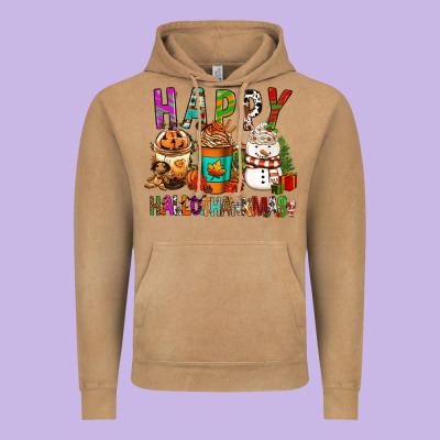 Happy Hallothankmas Coffee Cups Vintage Hoodie Designed By Fadigitalartstudio