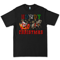 Black howdy christmas with santa riding his sleighs Premium Tee - CowGirlArtShop