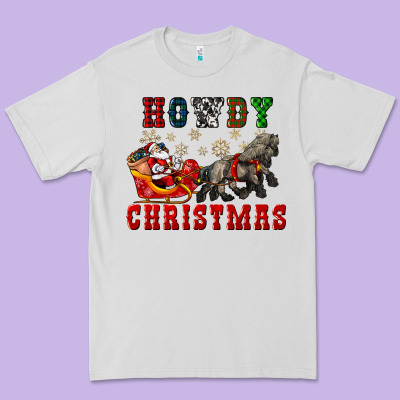 Howdy Christmas With Santa Riding His Sleighs Premium Tee Designed By Cowgirlartshop