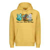 Antique Gold Peace Love Merino Wool Sheep Premium Hoodie - LillyAllenDesigns