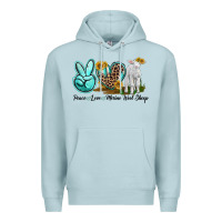 Blue Mist Peace Love Merino Wool Sheep Premium Hoodie - LillyAllenDesigns