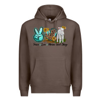 Coffee Peace Love Merino Wool Sheep Premium Hoodie - LillyAllenDesigns