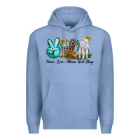 Colony Blue Peace Love Merino Wool Sheep Premium Hoodie - LillyAllenDesigns