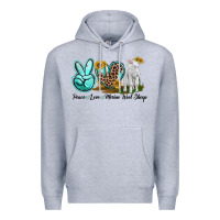 Heather Grey Peace Love Merino Wool Sheep Premium Hoodie - LillyAllenDesigns