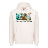 Pale Pink Peace Love Merino Wool Sheep Premium Hoodie - LillyAllenDesigns