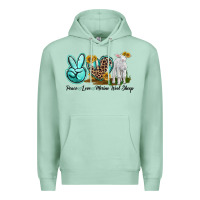 Seafoam Peace Love Merino Wool Sheep Premium Hoodie - LillyAllenDesigns