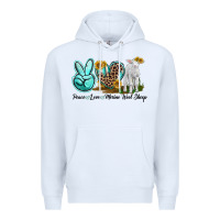 White Peace Love Merino Wool Sheep Premium Hoodie - LillyAllenDesigns