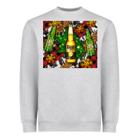 Heather Grey beer bottles with golden snow Heavyweight Sweatshirt - AdoDesignShop