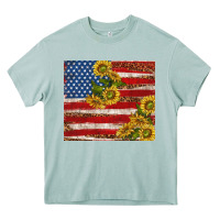 Arona American flag sunflowers with leopard Heavy Core Tee - TumblerDesignByShophia