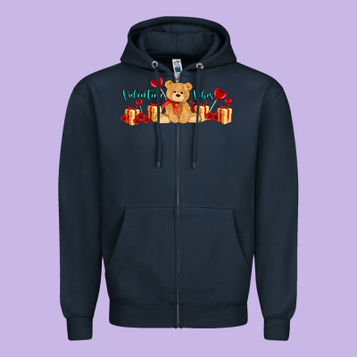 Valentines Vibes With Gifts And Bear Zipper Hoodie Designed By Adodesignshop