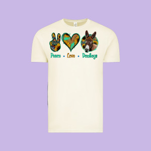 Peace Love Donkeys Vintage Tee Designed By Jasminsmagicworld