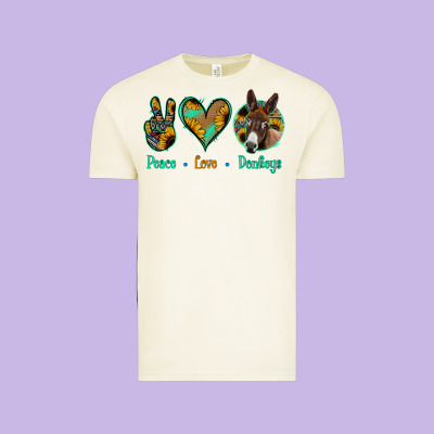 Peace Love Donkeys Vintage Tee Designed By Jasminsmagicworld