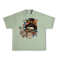 Oil Green American Mother skull Urban Heavy Tee - FaDigitalArtStudio