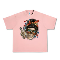 Salmon American Mother skull Urban Heavy Tee - FaDigitalArtStudio