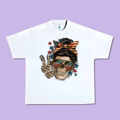 American Mother Skull Urban Heavy Tee Designed By Fadigitalartstudio