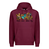 Burgundy peace love duroc pig Premium Hoodie - LillyAllenDesigns