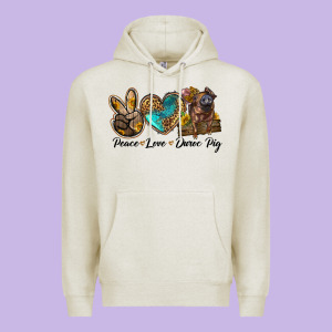 Peace Love Duroc Pig Premium Hoodie Designed By Lillyallendesigns