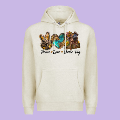 Peace Love Duroc Pig Premium Hoodie Designed By Lillyallendesigns