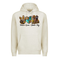 Oatmeal Heather peace love duroc pig Premium Hoodie - LillyAllenDesigns