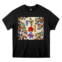 Black faith puzzle ribbon Heavy Core Tee - TumblerDesignByShophia