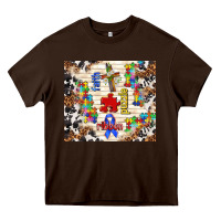 Chocolate Brown faith puzzle ribbon Heavy Core Tee - TumblerDesignByShophia