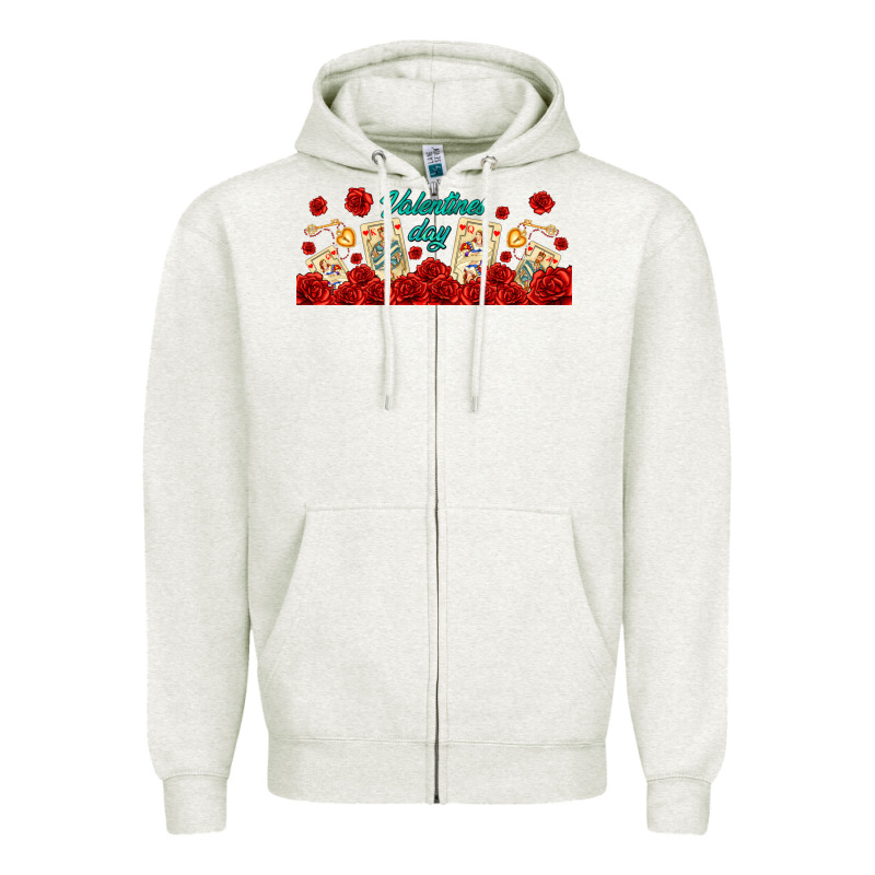 Valentines Day With Playing Cards Zipper Hoodie by AdoDesignShop | Teevron