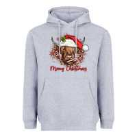 Heather Grey mooey christmas cow Heavyweight Hoodie - JahusDesignShop