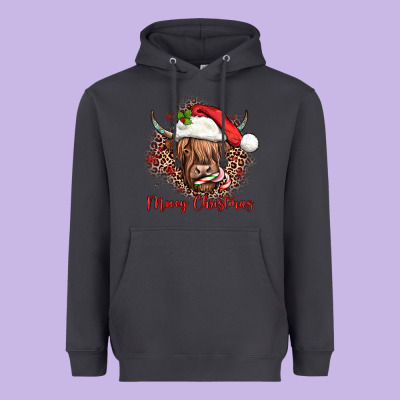 Mooey Christmas Cow Heavyweight Hoodie Designed By Jahusdesignshop