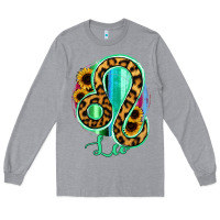 Heather Grey Leo Zodiac Sign Sunflower Leopard Serape Long Sleeve Tee - RanaPortraitStore