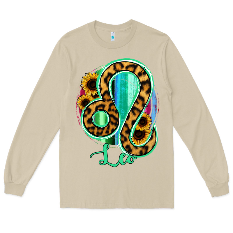 Leo Zodiac Sign Sunflower Leopard Serape Long Sleeve Tee by RanaPortraitStore | Teevron