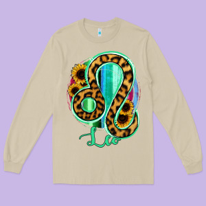 Leo Zodiac Sign Sunflower Leopard Serape Long Sleeve Tee Designed By Ranaportraitstore