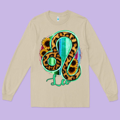 Leo Zodiac Sign Sunflower Leopard Serape Long Sleeve Tee Designed By Ranaportraitstore