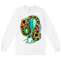 White Leo Zodiac Sign Sunflower Leopard Serape Long Sleeve Tee - RanaPortraitStore