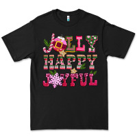 Black jolly happy joyful pink christmas Premium Tee - CowGirlArtShop