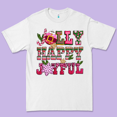 Jolly Happy Joyful Pink Christmas Premium Tee Designed By Cowgirlartshop